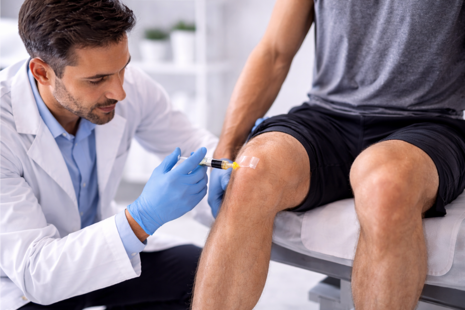 Physician performing PRP sports injection into a joint