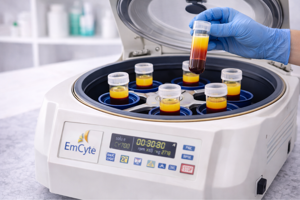 EmCyte PRP system producing high concentration platelets