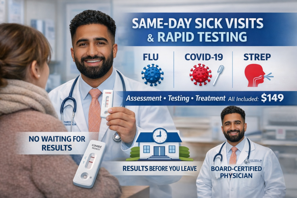 Same Day Flu, Covid, & Strep Testing