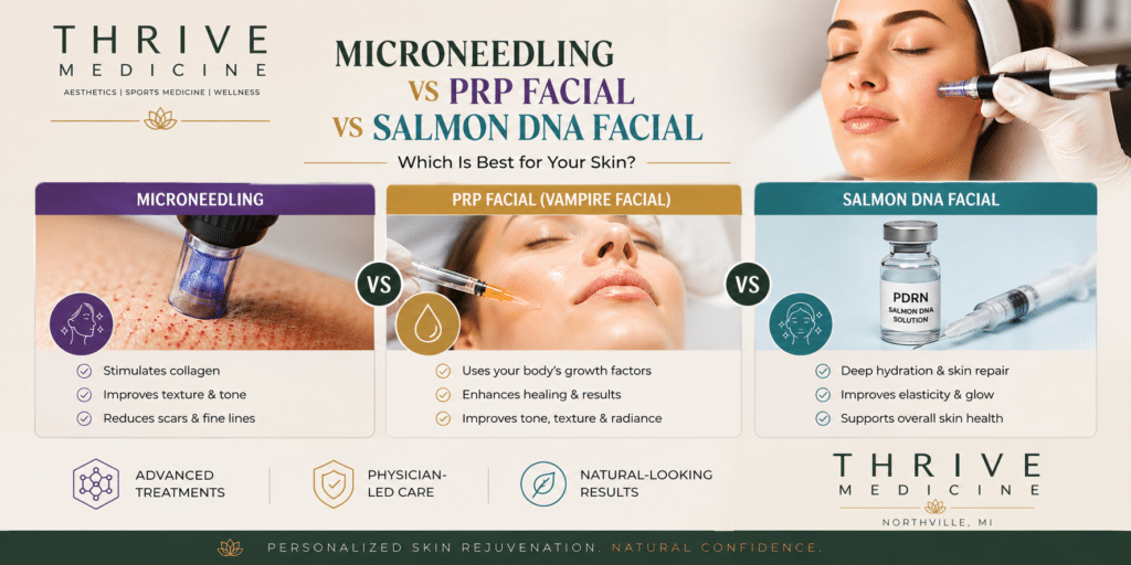 Microneedling vs PRP Facial vs Salmon DNA Facial